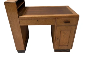 Art Deco Modernist Desk with Asymmetric Open Bookcase, 1920s