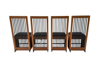 Four Art Deco Modernist High Back Dining Chairs by Architect Caspers, 1920s