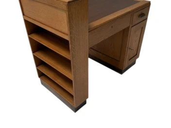 Art Deco Modernist Desk with Asymmetric Open Bookcase, 1920s