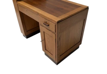 Art Deco Modernist Desk with Asymmetric Open Bookcase, 1920s