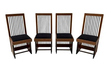 Four Art Deco Modernist High Back Dining Chairs by Architect Caspers, 1920s