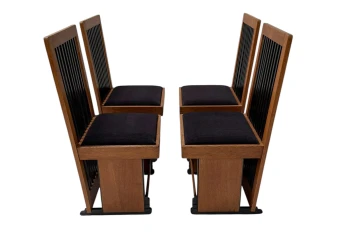 Four Art Deco Modernist High Back Dining Chairs by Architect Caspers, 1920s
