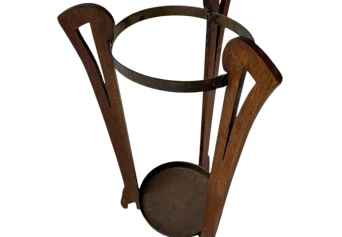 Oak and Brass Arts & Crafts Umbrella Stand, 1900s
