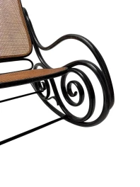 Thonet Art Nouveau Rocking Chair, Black Lacquered Beech, Wicker Seat