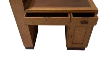 Art Deco Modernist Desk with Asymmetric Open Bookcase, 1920s