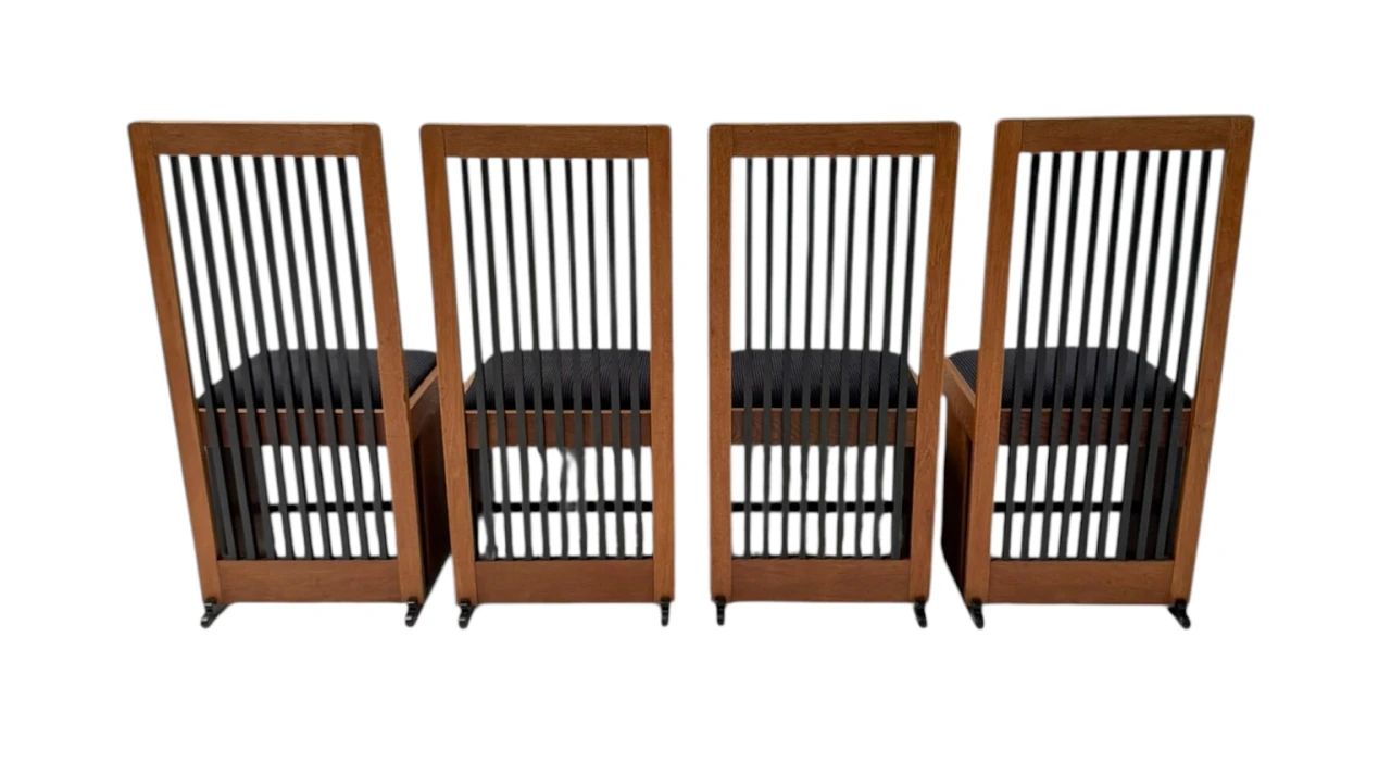 Four Art Deco Modernist High Back Dining Chairs by Architect Caspers, 1920s