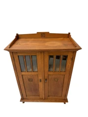 Arts & Crafts Art Nouveau Bookcase with Beveled Glass, 1900s