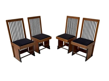 Four Art Deco Modernist High Back Dining Chairs by Architect Caspers, 1920s