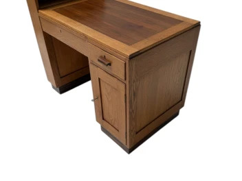Art Deco Modernist Desk with Asymmetric Open Bookcase, 1920s