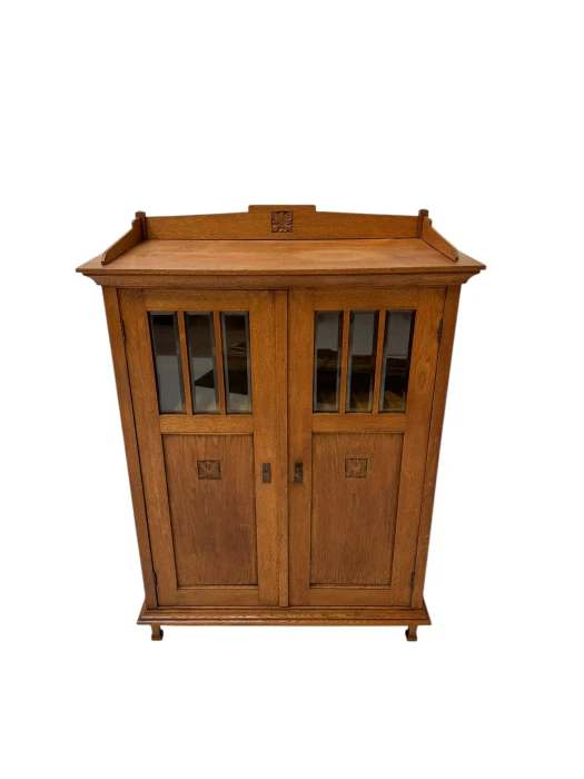 Arts & Crafts Art Nouveau Bookcase with Beveled Glass, 1900s