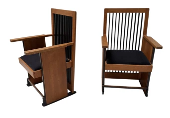 Two Art Deco Modernist High Back Armchairs by Architect Caspers, 1920s