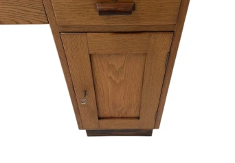 Art Deco Modernist Desk with Asymmetric Open Bookcase, 1920s