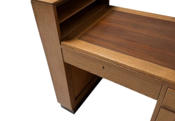 Art Deco Modernist Desk with Asymmetric Open Bookcase, 1920s