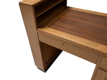 Art Deco Modernist Desk with Asymmetric Open Bookcase, 1920s