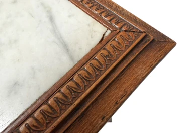 Art Nouveau Pedestal Plant Stand, Hand-Carved Beech & Marble, 1900s