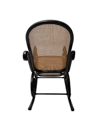 Thonet Art Nouveau Rocking Chair, Black Lacquered Beech, Wicker Seat