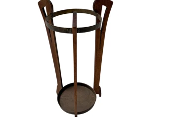 Oak and Brass Arts & Crafts Umbrella Stand, 1900s