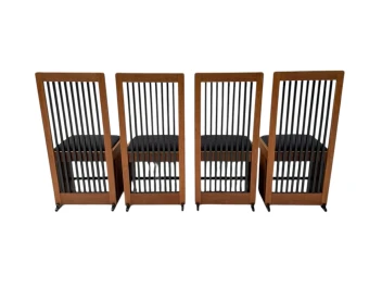 Four Art Deco Modernist High Back Dining Chairs by Architect Caspers, 1920s