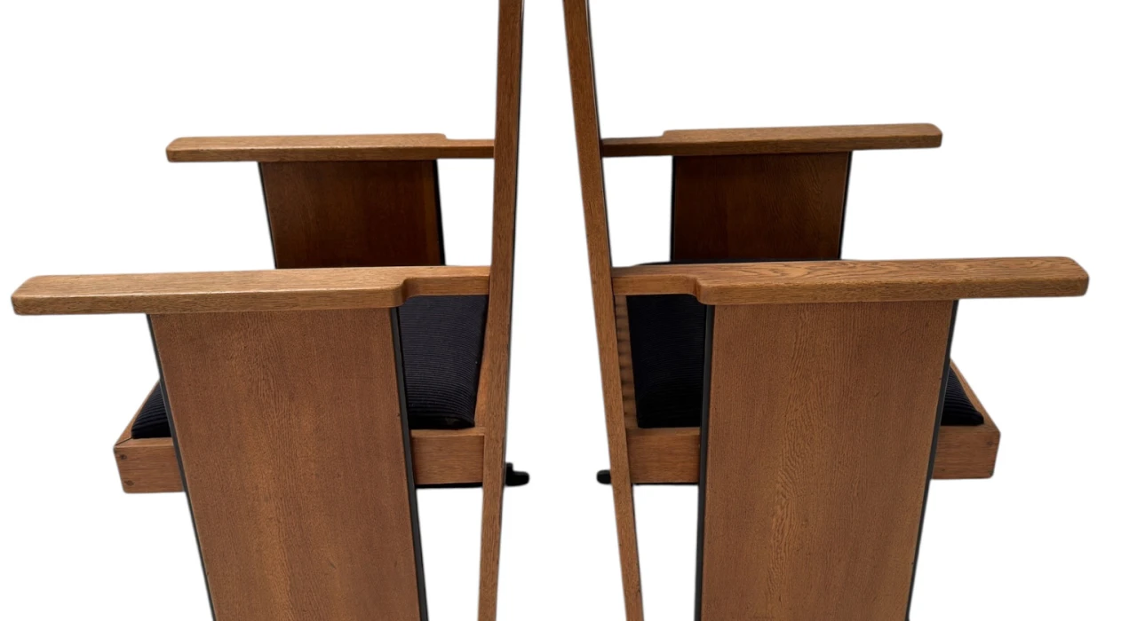 Two Art Deco Modernist High Back Armchairs by Architect Caspers, 1920s