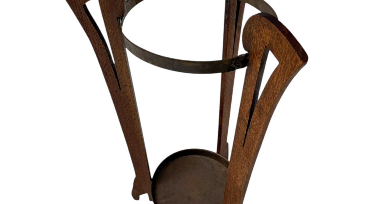 Oak and Brass Arts & Crafts Umbrella Stand, 1900s
