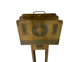 Vienna Secession Patinated Brass Magazine Rack, 1900s