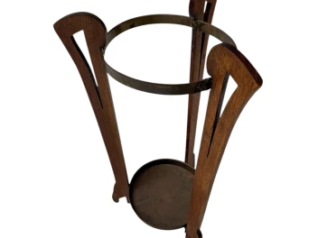 Oak and Brass Arts & Crafts Umbrella Stand, 1900s