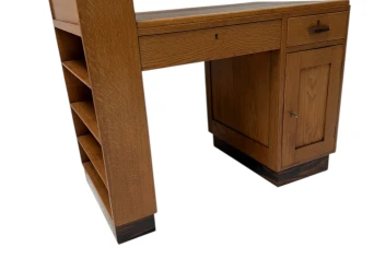 Art Deco Modernist Desk with Asymmetric Open Bookcase, 1920s