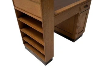 Art Deco Modernist Desk with Asymmetric Open Bookcase, 1920s