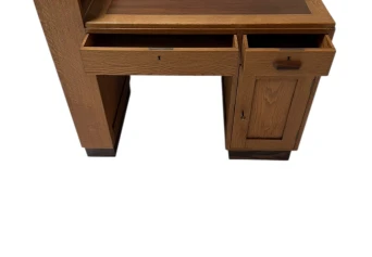 Art Deco Modernist Desk with Asymmetric Open Bookcase, 1920s