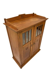 Arts & Crafts Art Nouveau Bookcase with Beveled Glass, 1900s