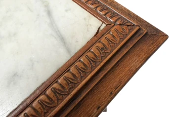 Art Nouveau Pedestal Plant Stand, Hand-Carved Beech & Marble, 1900s