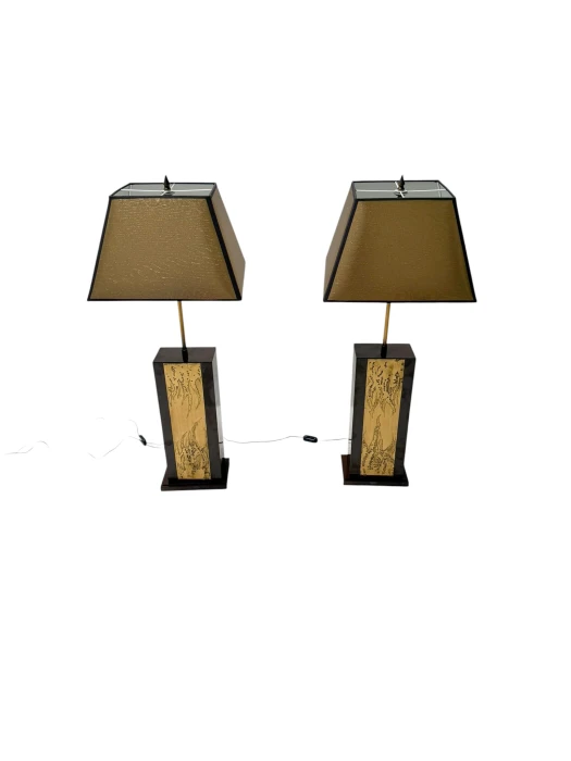 Pair of Hollywood Regency Table Lamps by Georges Mathias Belgium, 1980s