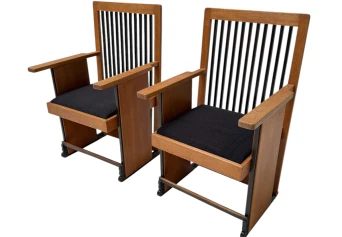 Two Art Deco Modernist High Back Armchairs by Architect Caspers, 1920s