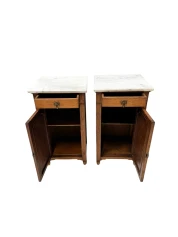 Two Arts & Crafts Art Nouveau Oak Nightstands or Bedside Tables, 1900s