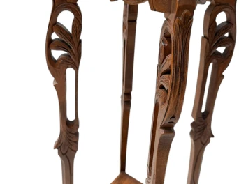 Art Nouveau Pedestal Plant Stand, Hand-Carved Beech & Marble, 1900s