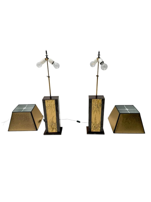 Pair of Hollywood Regency Table Lamps by Georges Mathias Belgium, 1980s