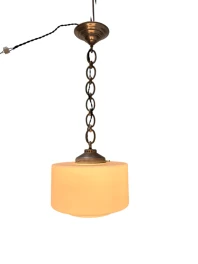 Art Deco Pendant Lamp with Original Milk Glass Shade, 1930s