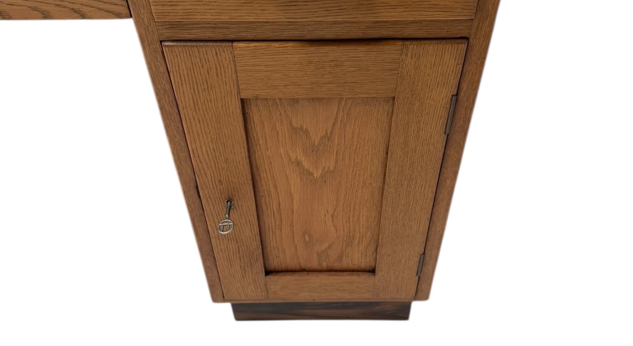 Art Deco Modernist Desk with Asymmetric Open Bookcase, 1920s