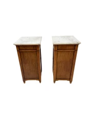Two Arts & Crafts Art Nouveau Oak Nightstands or Bedside Tables, 1900s