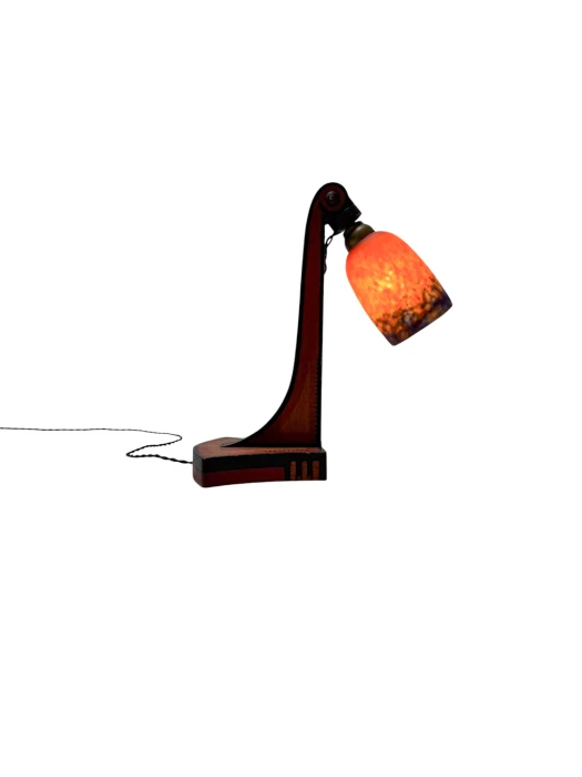 1920s Art Deco Table Lamp by Louis Bogtman with Fruitwood Base