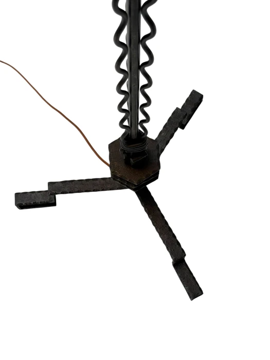 1920s Art Deco Floor Lamp by Jan Joustra, Wrought Iron & Silk