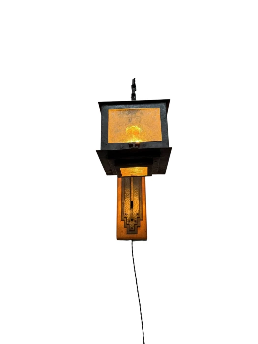 Art Deco Lantern Wall Light by French Designer, Wrought Iron, 1930s