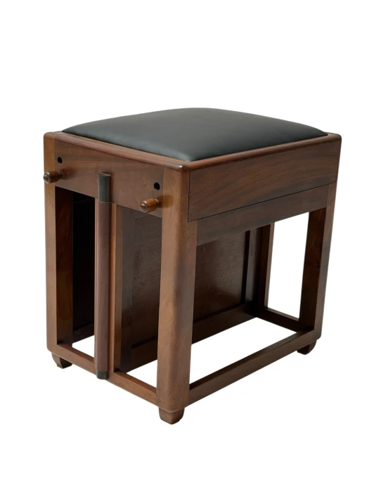 1920s Art Deco Amsterdamse School Stool with Adjustable Leather Seat