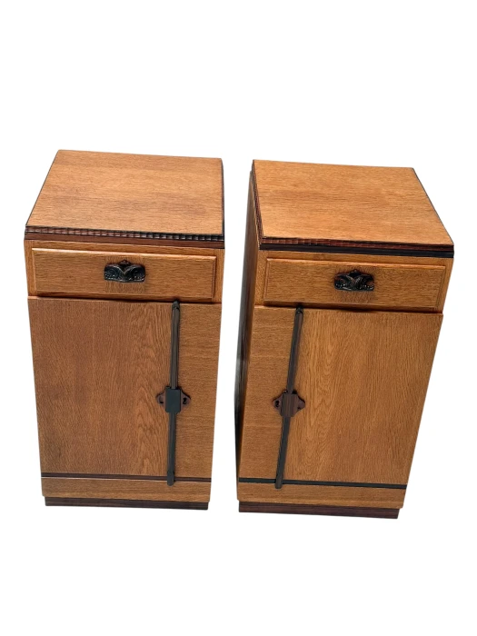 1920s Art Deco Nightstands by Fa. S. Speelman, Solid Oak & Ebony