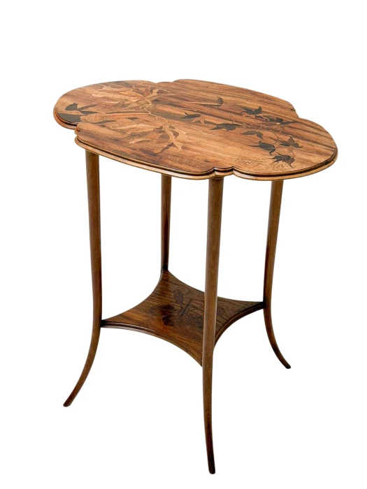 Art Nouveau Marquetry Side Table by Émile Gallé, Walnut, France, 1900s