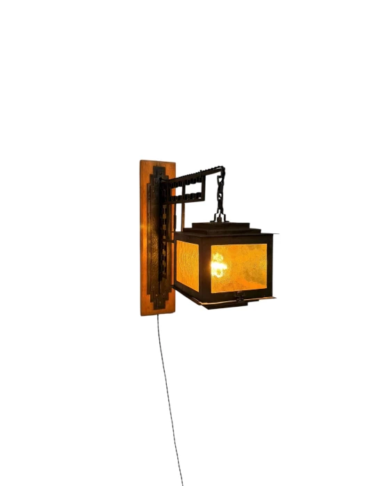 Art Deco Lantern Wall Light by French Designer, Wrought Iron, 1930s