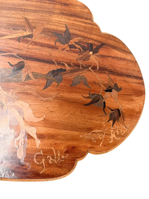 Art Nouveau Marquetry Side Table by Émile Gallé, Walnut, France, 1900s