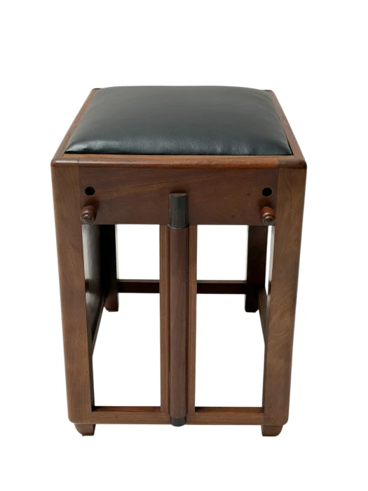 1920s Art Deco Amsterdamse School Stool with Adjustable Leather Seat