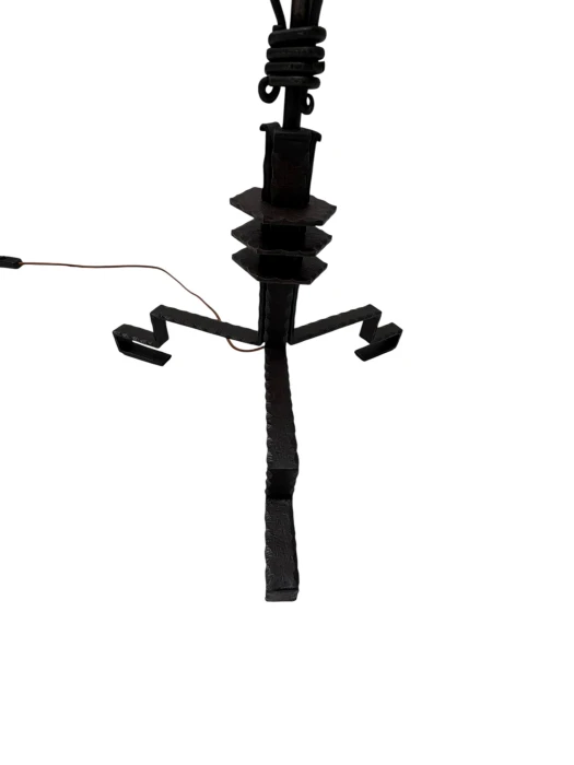 1920s Art Deco Floor Lamp by Jan Joustra, Wrought Iron & Silk