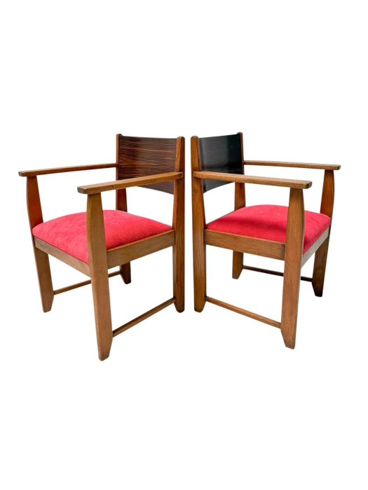 1920s Art Deco Armchairs in Oak & Ebony, Style of Hendrik Wouda
